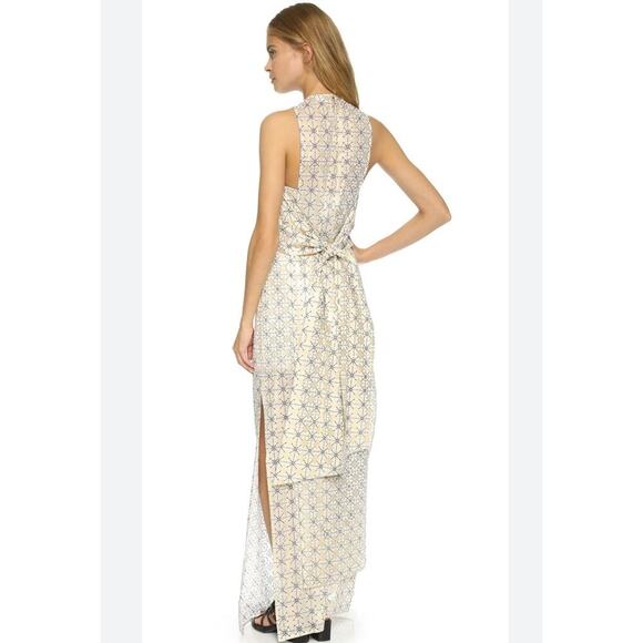 Sass & Bide Happiness Alright Maxi Dress Gold White geometric Sleeveless Gown - Picture 2 of 12